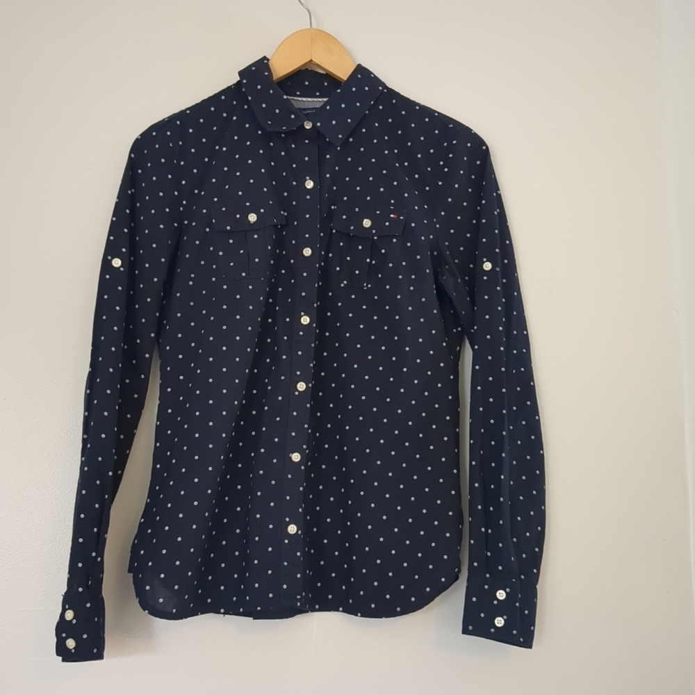 Tommy Hilfiger Womens Medium Button Up Long Sleeve Cotton Corpcore Casual